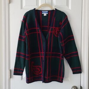 Pendleton Navy and Red Checkered Cardigan